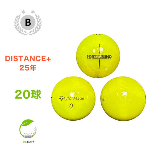 ロストボール テーラーメイド DISTANCE + ディスタンス プラス イエロー 2025年モデル 20球 Bランク ゴルフボール