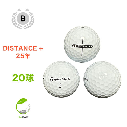 【中古】 ロストボール テーラーメイド DISTANCE + ディスタンス プラス ホワイト 2025年モデル 20球 Bランク ゴルフボール リゴルフ