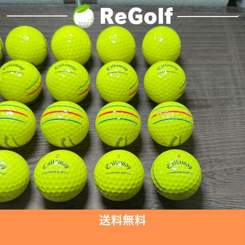 【中古】 ロストボール キャロウェイ クロムソフト トリプルトラック イエロー 2024年モデル 20球 Bランク ゴルフボール リゴルフ