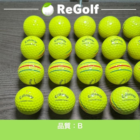 【中古】 ロストボール キャロウェイ クロムツアー トリプルトラック イエロー 2024年モデル 20球 Bランク ゴルフボール リゴルフ