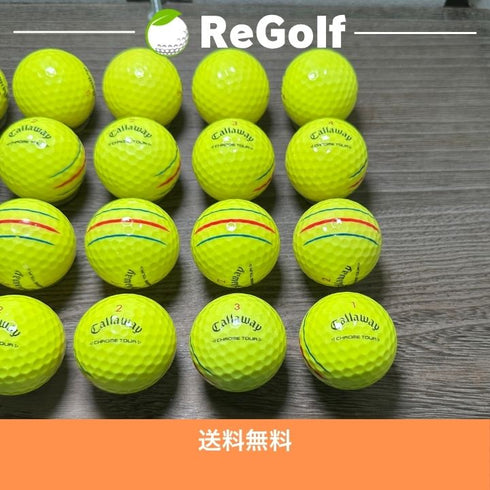 【中古】 ロストボール キャロウェイ クロムツアー トリプルトラック イエロー 2024年モデル 20球 Bランク ゴルフボール リゴルフ