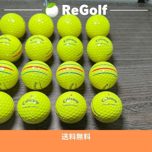 【中古】 ロストボール キャロウェイ クロムツアー X トリプルトラック イエロー 2024年モデル 20球 Bランク ゴルフボール リゴルフ