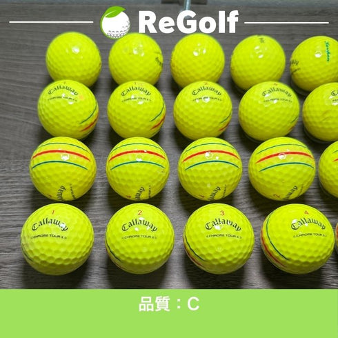 【中古】 ロストボール キャロウェイ クロムツアー トリプルトラック X イエロー 2024年モデル 20球 Cランク ゴルフボール リゴルフ