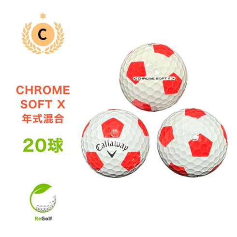 【中古】 ロストボール キャロウェイ クロムソフト X TRUVIS レッド 年式混合 20球 Cランク ゴルフボール リゴルフ