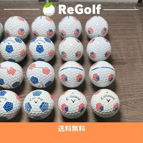 【中古】 ロストボール キャロウェイ クロムソフト X (LS混合) TRUVIS 星条旗 年式混合 20球 Cランク ゴルフボール リゴルフ
