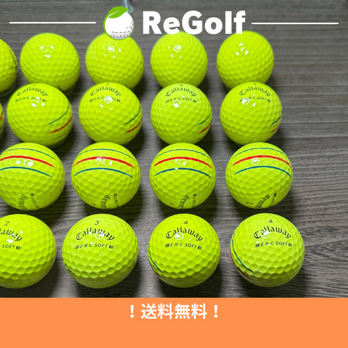 【中古】 ロストボール キャロウェイ ERC SOFT トリプルトラック イエロー 2023年モデル 20球 Aランク ゴルフボール リゴルフ