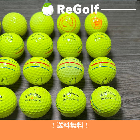 【中古】 ロストボール キャロウェイ ERC SOFT トリプルトラック イエロー 2023年モデル 20球 Cランク ゴルフボール リゴルフ