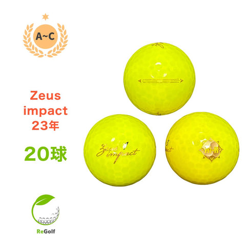 【中古】 ロストボール ゼウスインパクト イエロー 2023年モデル 20球 ACランク ゴルフボール リゴルフ