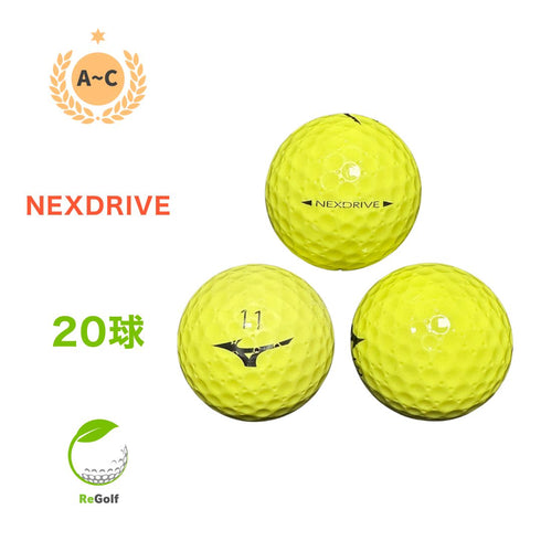 【中古】 ロストボール ミズノ ミズノゴルフ ネクスドライブ イエロー 20球 ACランク ゴルフボール リゴルフ