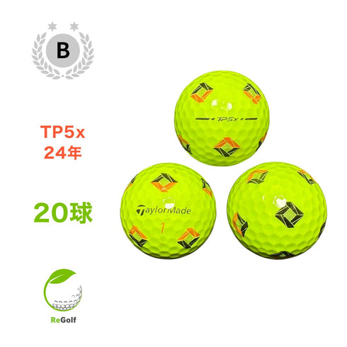 【中古】 ロストボール テーラーメイド TP5x Pix 2024年モデル イエロー 20球 Bランク ゴルフボール リゴルフ